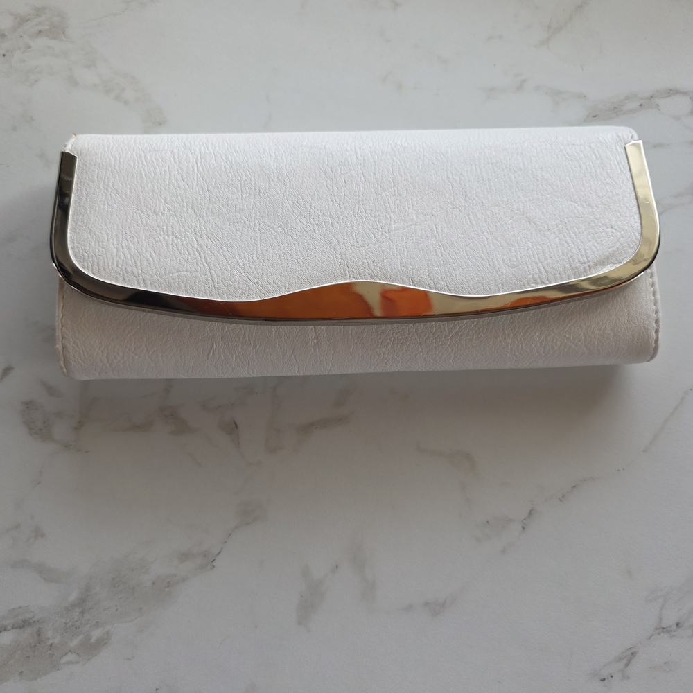Aldo White Clutch with Silver Trim